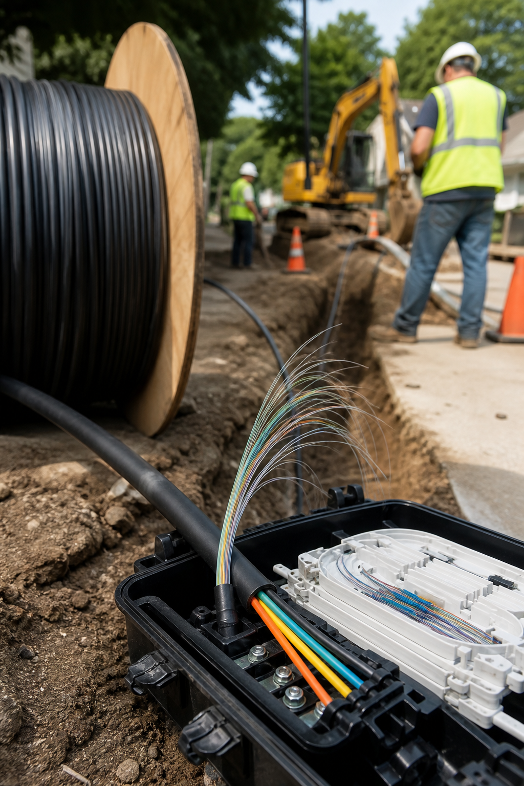 Fiber optic construction work